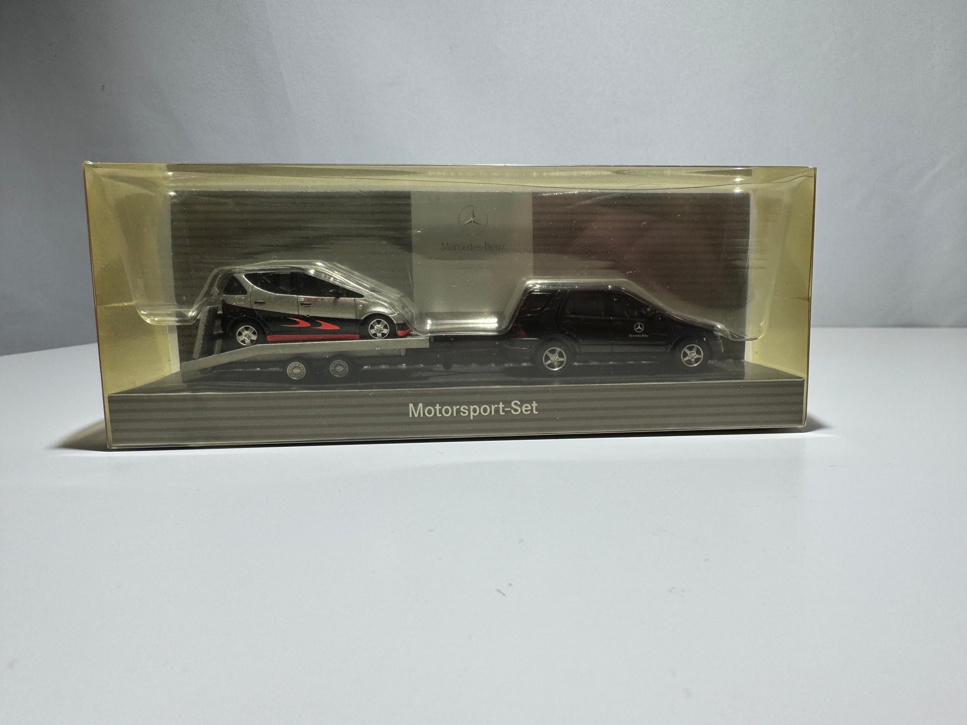 1:87 Händlermodelle Mercedes-Benz Motorsport Set Ml Klasse+A Klasse mit Autotransporter OVP #378