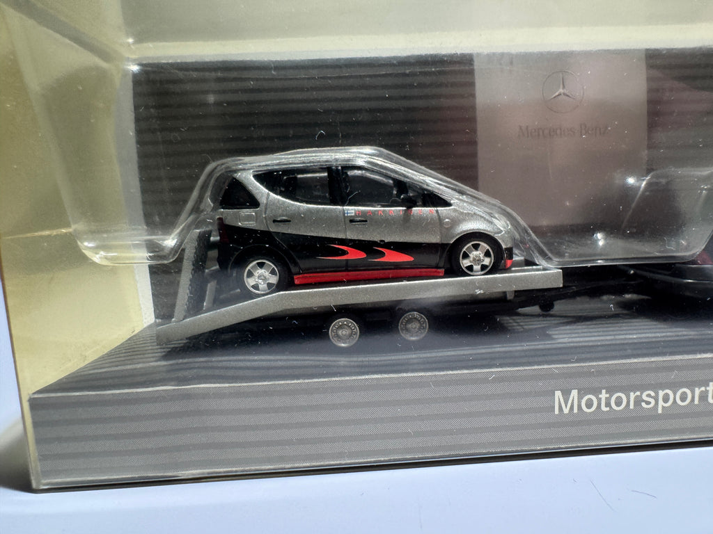 1:87 Händlermodelle Mercedes-Benz Motorsport Set Ml Klasse+A Klasse mit Autotransporter OVP #378
