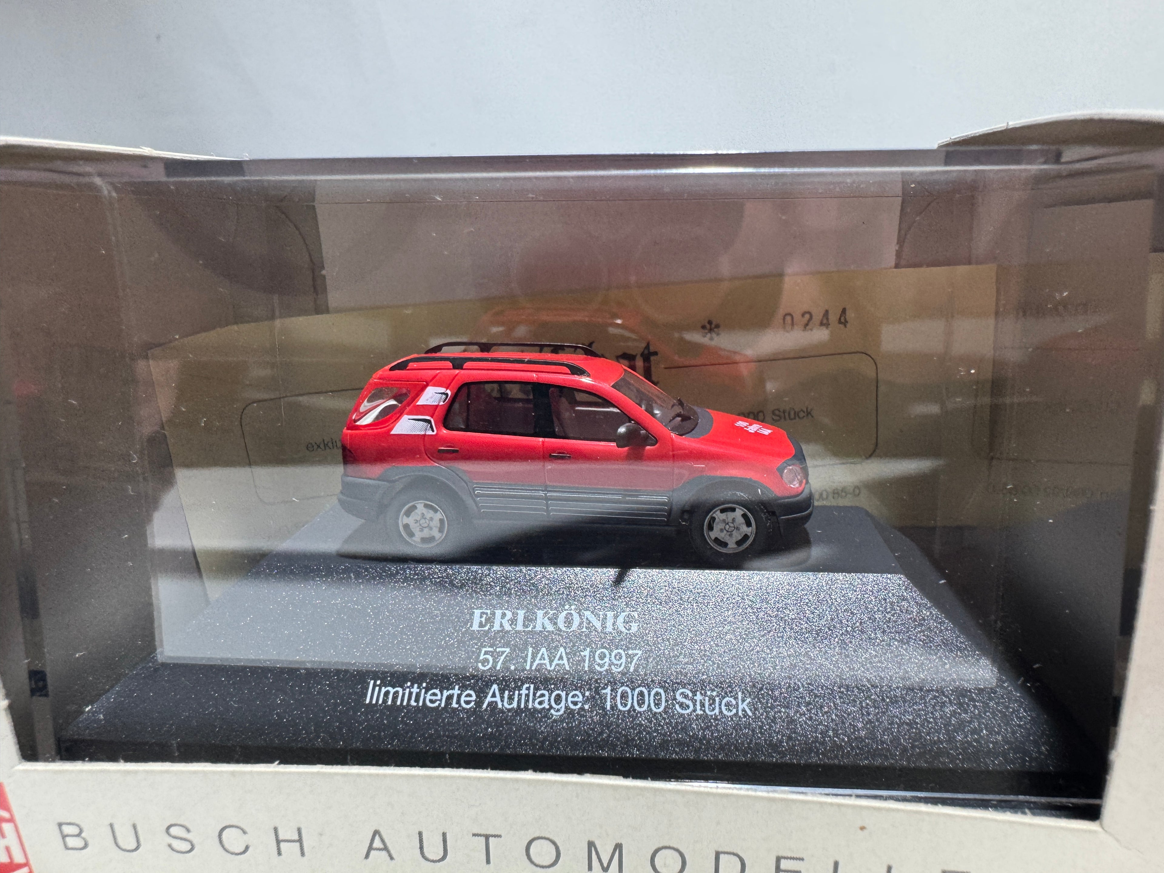 1:87 Busch Limited Edition Mercedes-Benz ML Erlkönig 57. IAA 1997 Rot OVP #413