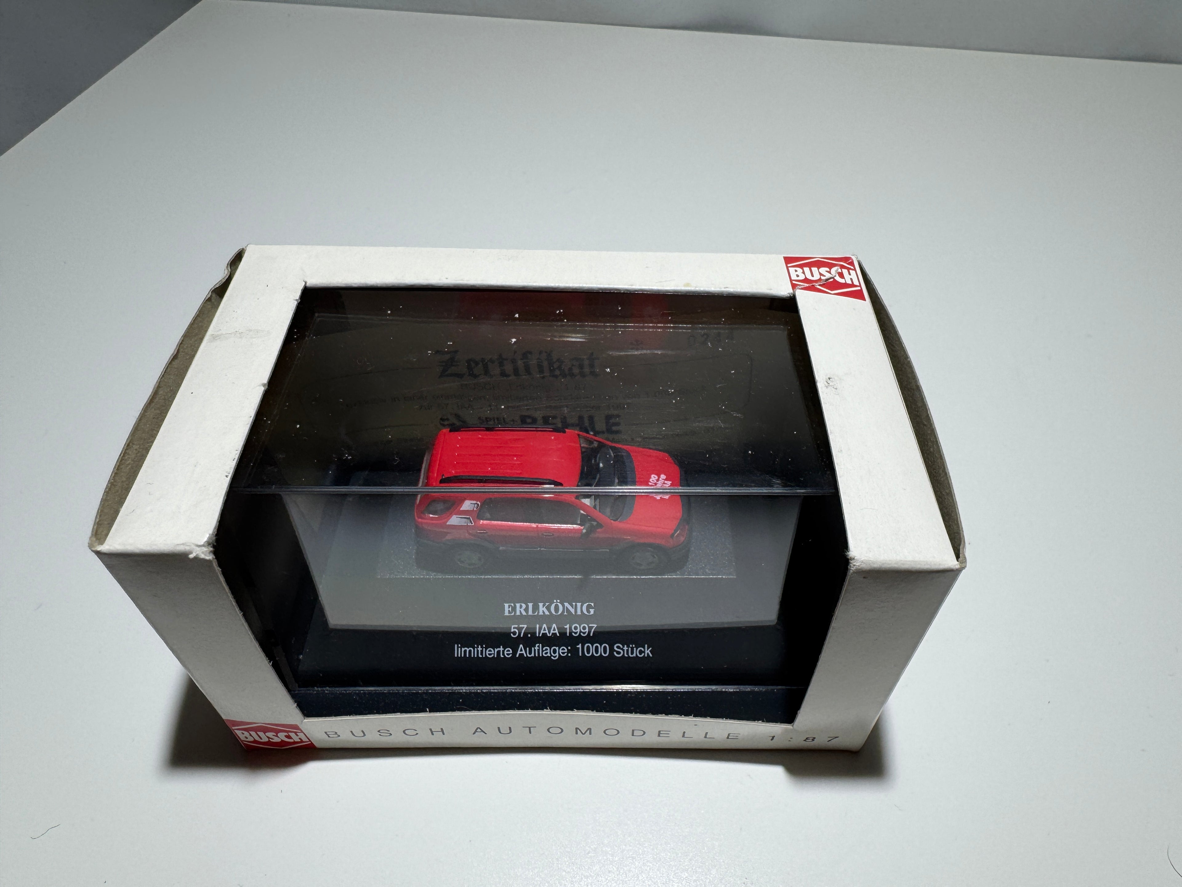 1:87 Busch Limited Edition Mercedes-Benz ML Erlkönig 57. IAA 1997 Rot OVP #413