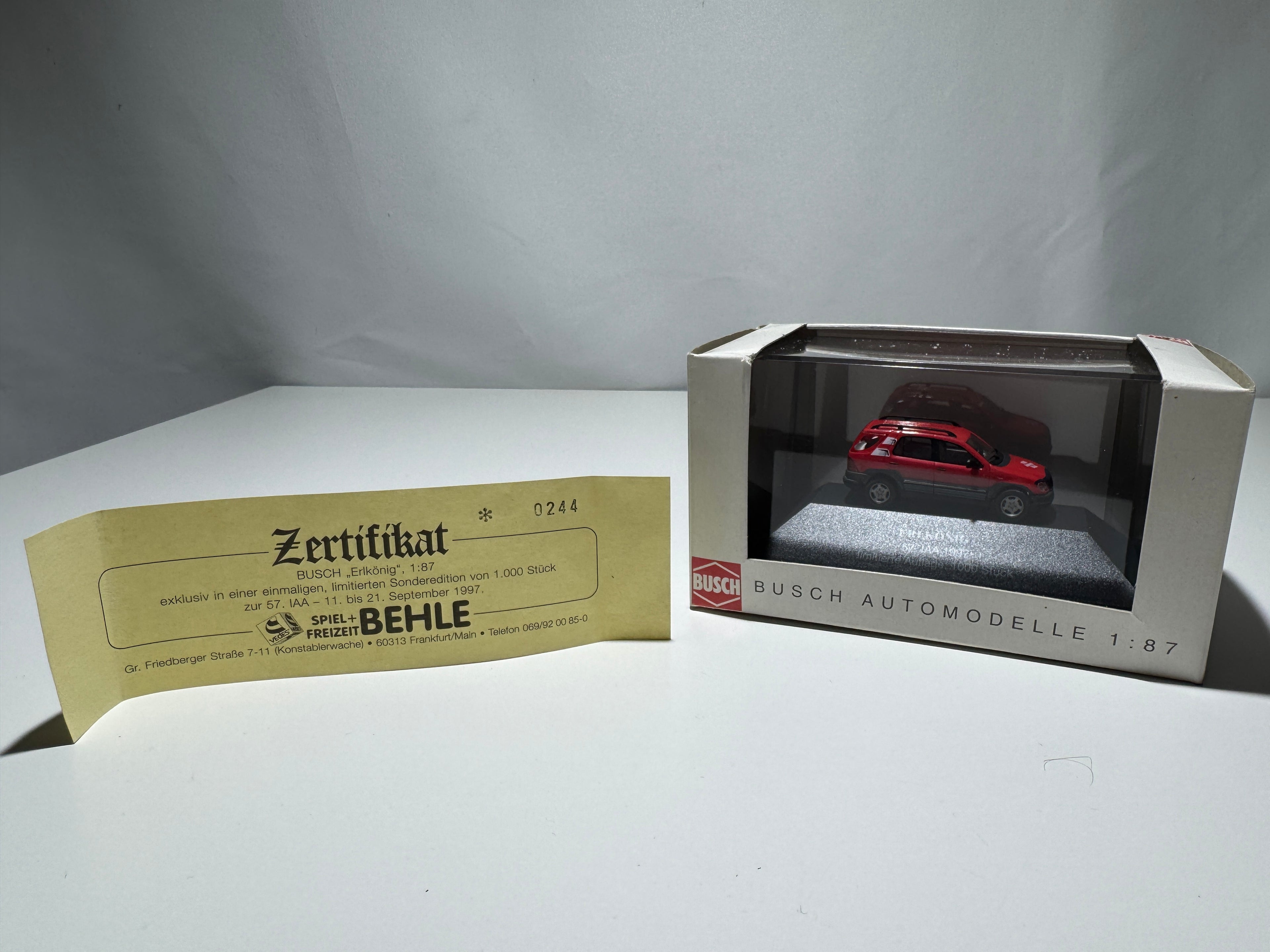 1:87 Busch Limited Edition Mercedes-Benz ML Erlkönig 57. IAA 1997 Rot OVP #413