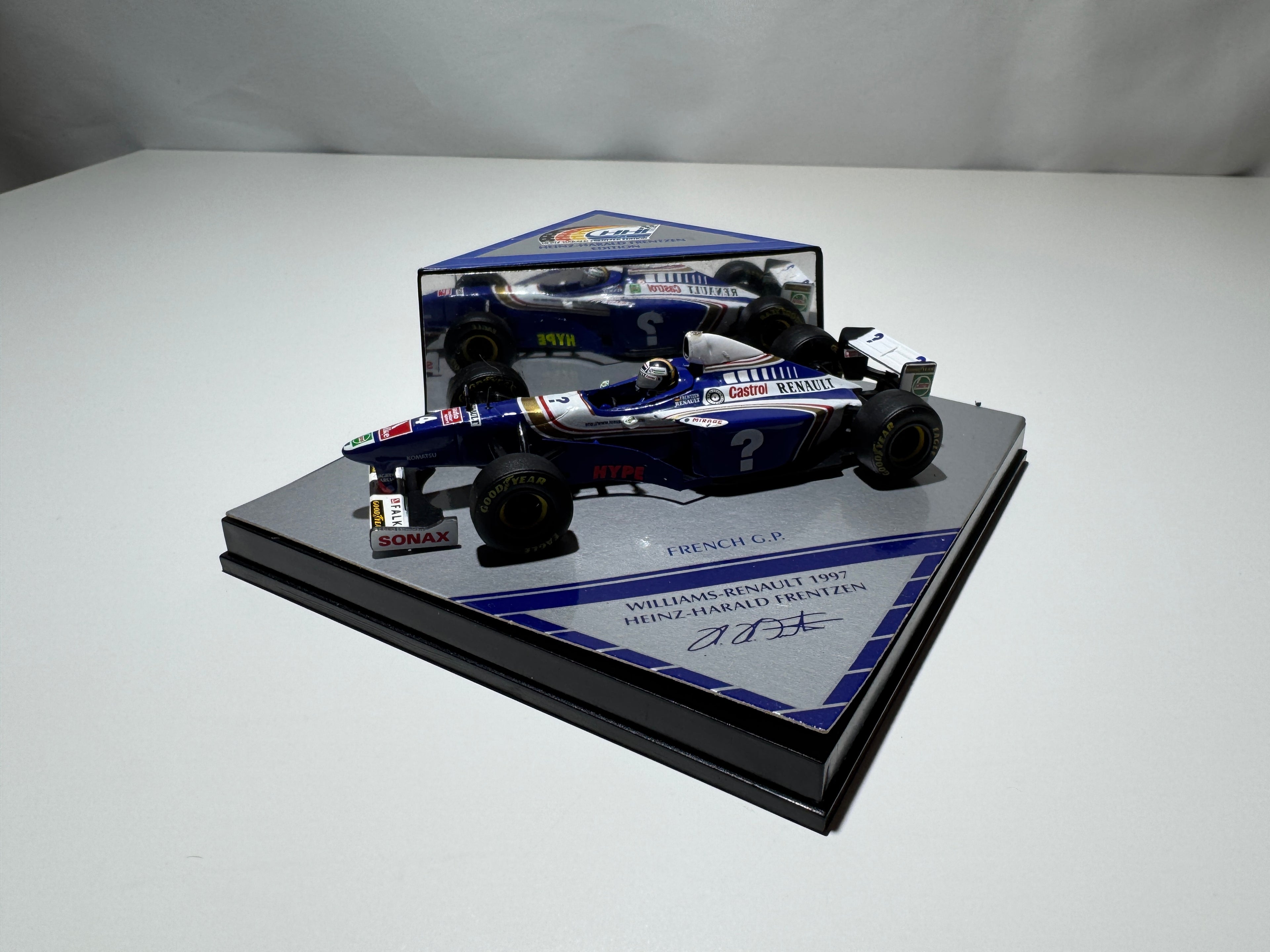 1:43 Heinz-Harald Frentzen Edition Williams-Renault 1997 French GP Blau-Weiß Formel 1 OVP #462