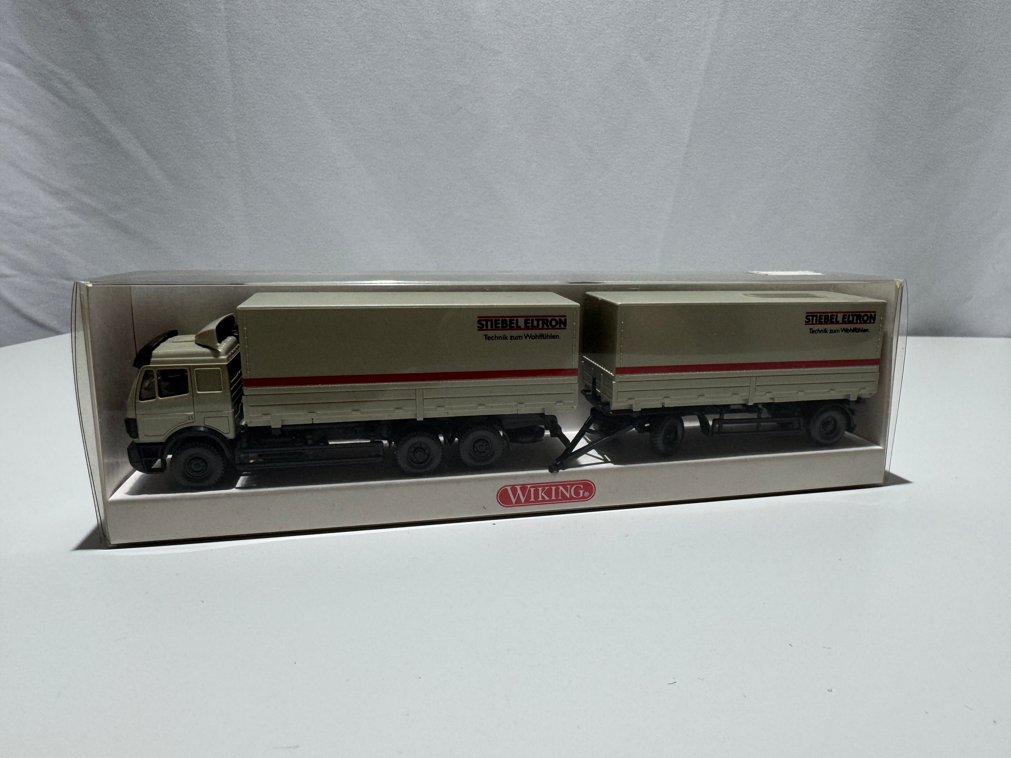 1:87 Wiking Mercedes-Benz Wechselpritschen Lastzug LKW Grau OVP #573