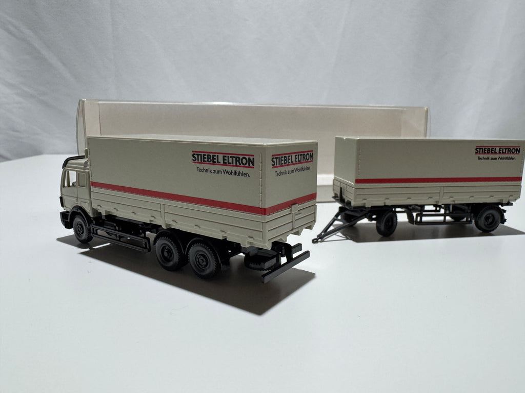 1:87 Wiking Mercedes-Benz Wechselpritschen Lastzug LKW Grau OVP #573