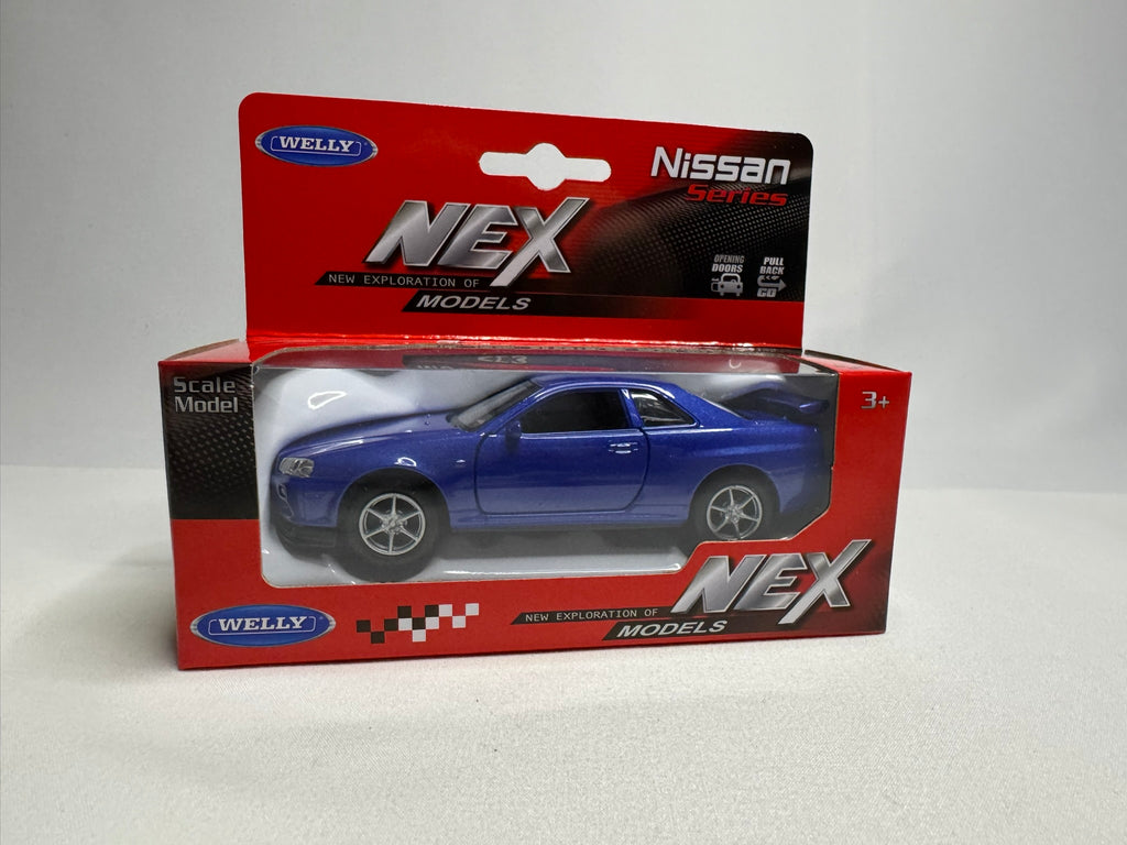 1:34 Welly Nissan Skyline GT-R R34 Blau #191