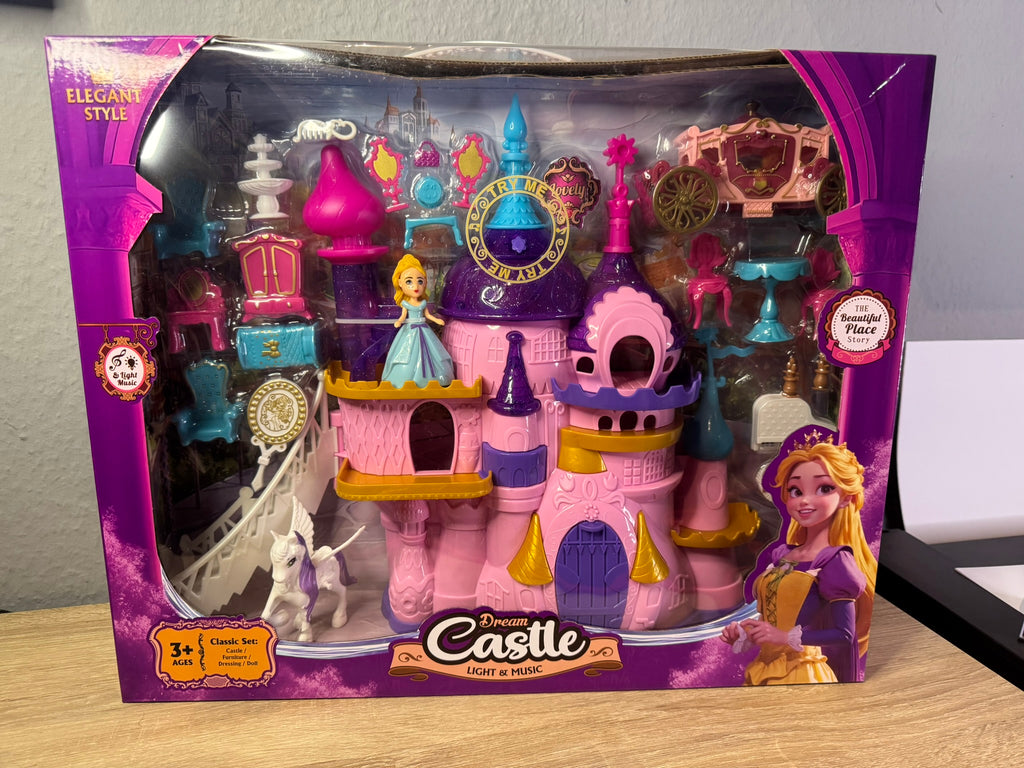 Prinzessinnenschloss Spielset 35 cm  Prinzessin Figuren mit Zubehör Mädchen Spielzeug Licht + Musik #063