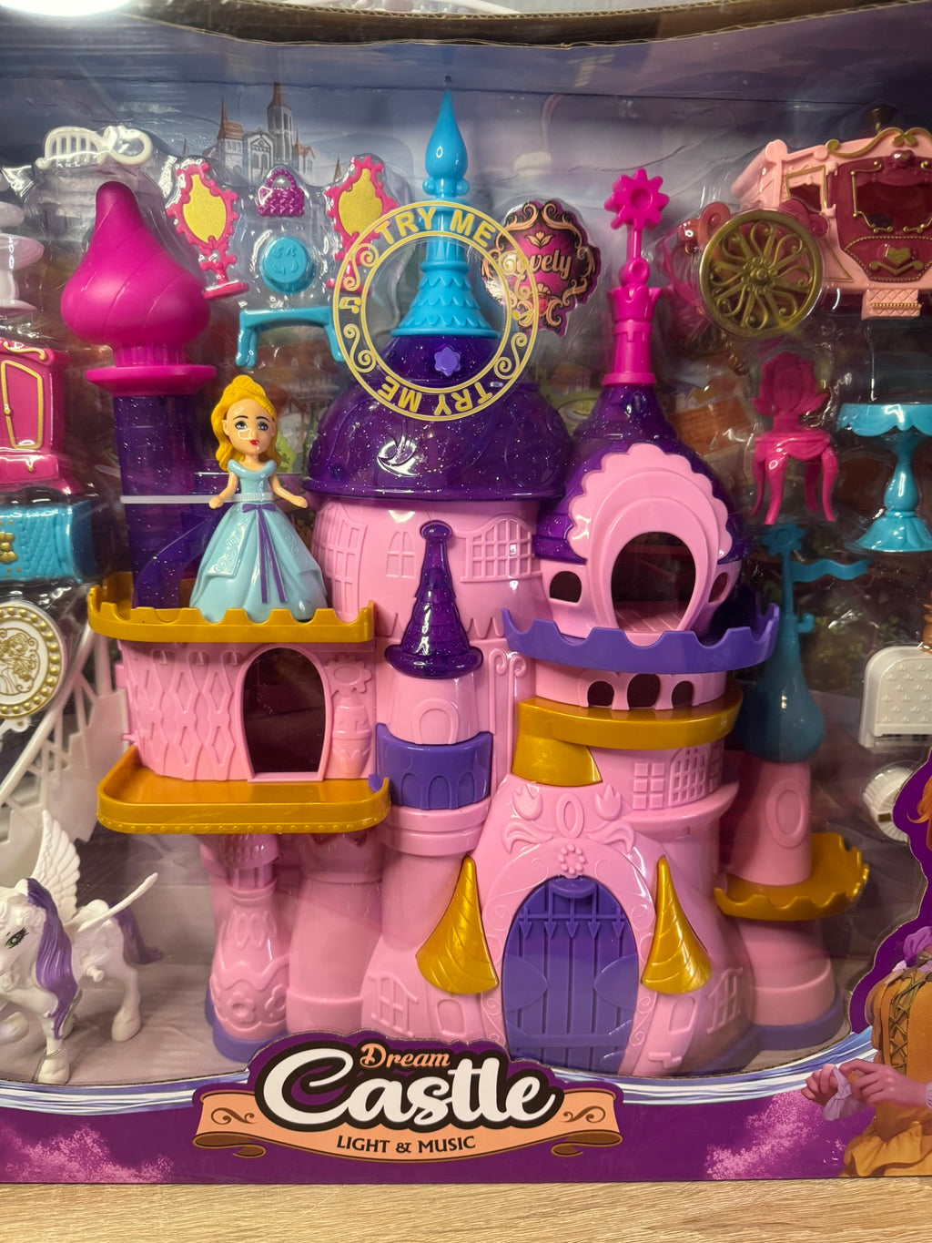 Prinzessinnenschloss Spielset 35 cm  Prinzessin Figuren mit Zubehör Mädchen Spielzeug Licht + Musik #063