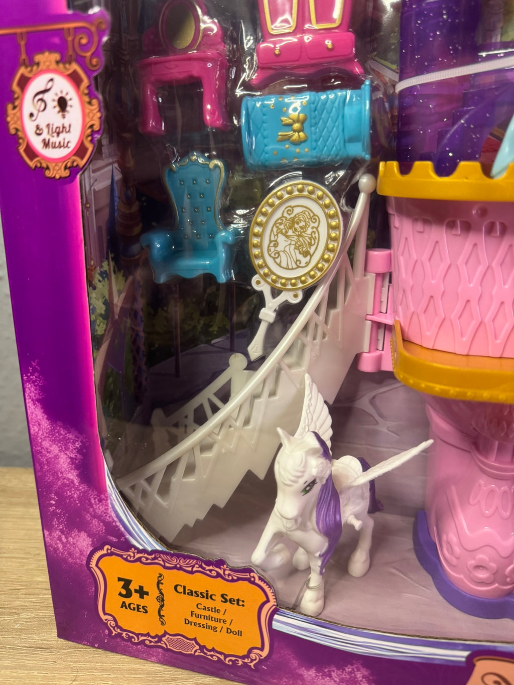 Prinzessinnenschloss Spielset 35 cm  Prinzessin Figuren mit Zubehör Mädchen Spielzeug Licht + Musik #063