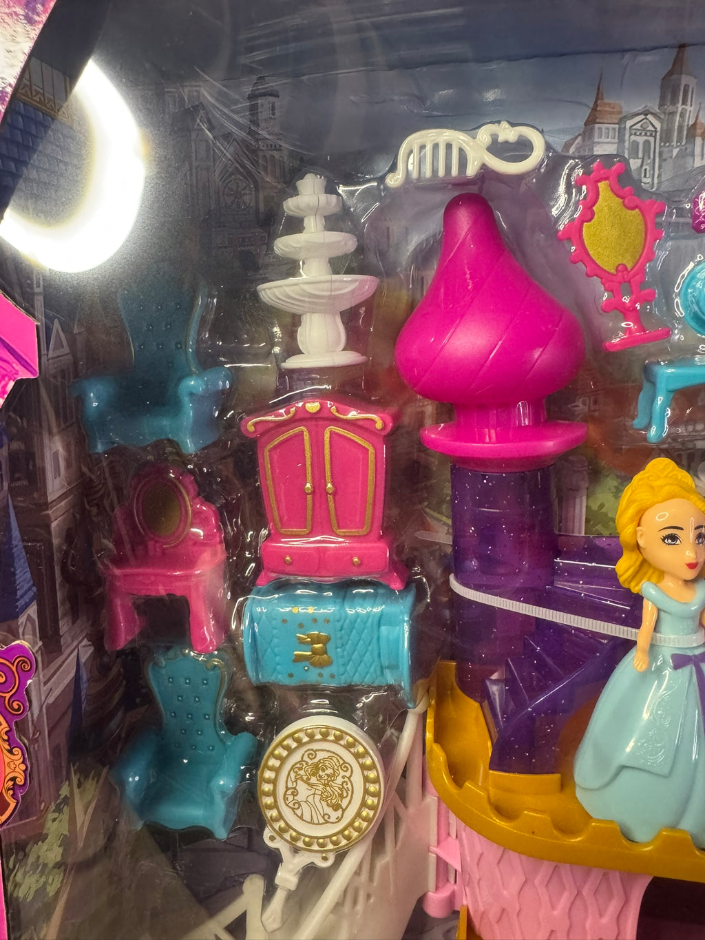 Prinzessinnenschloss Spielset 35 cm  Prinzessin Figuren mit Zubehör Mädchen Spielzeug Licht + Musik #063
