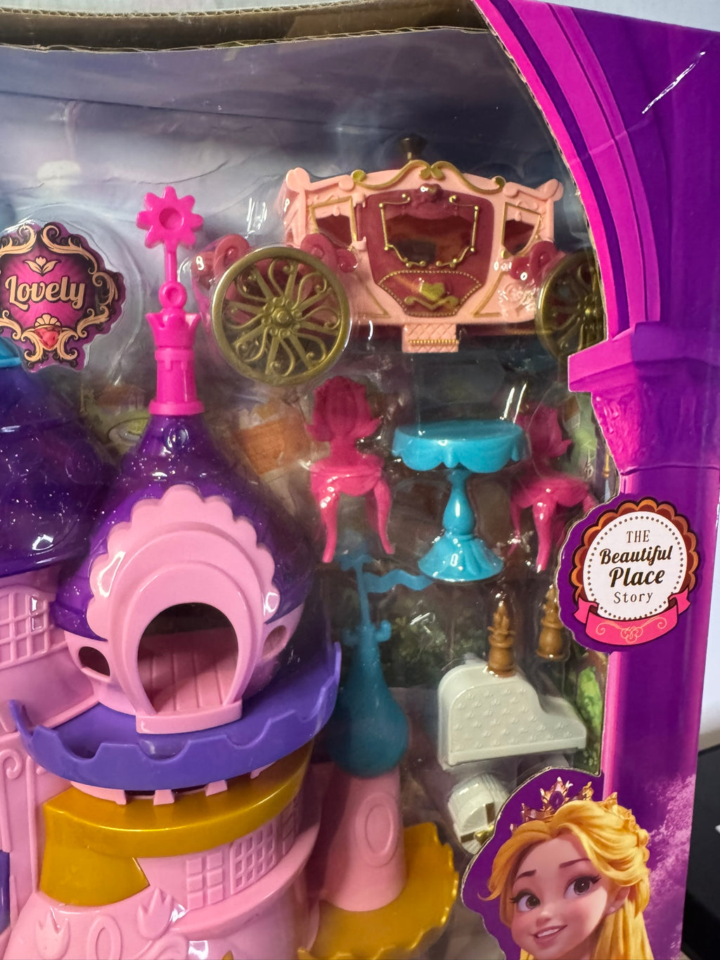 Prinzessinnenschloss Spielset 35 cm  Prinzessin Figuren mit Zubehör Mädchen Spielzeug Licht + Musik #063