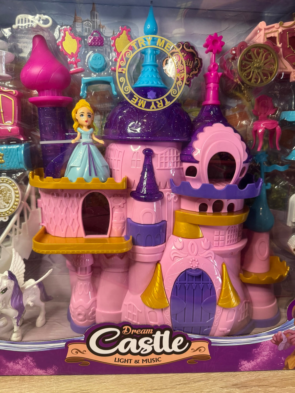 Prinzessinnenschloss Spielset 35 cm  Prinzessin Figuren mit Zubehör Mädchen Spielzeug Licht + Musik #063