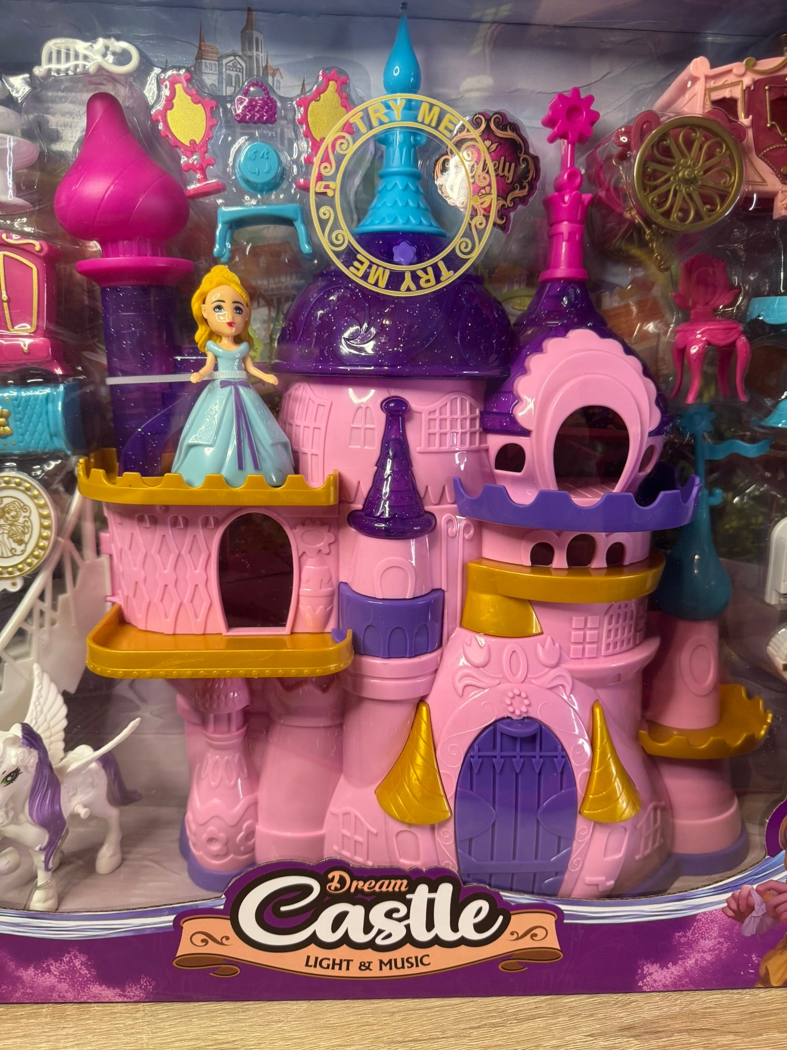Prinzessinnenschloss Spielset 35 cm  Prinzessin Figuren mit Zubehör Mädchen Spielzeug Licht + Musik #063