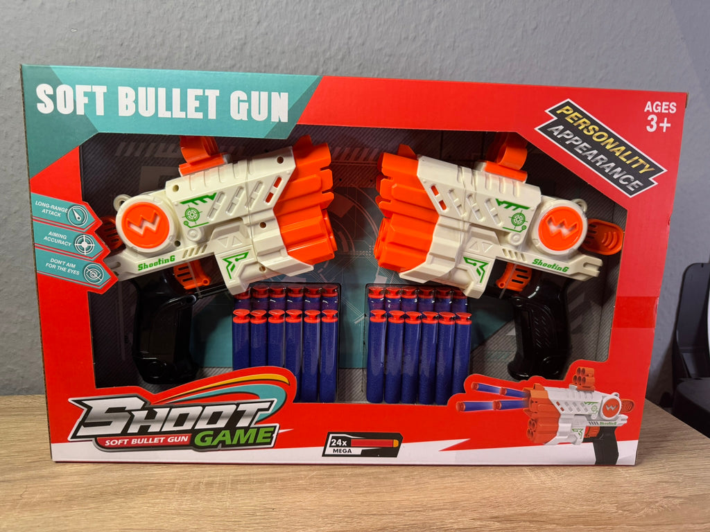 Spielzeugpistolen 2 Stk mit Soft Nachfüll Darts Pfeile Weiẞ Spielzeug #064
