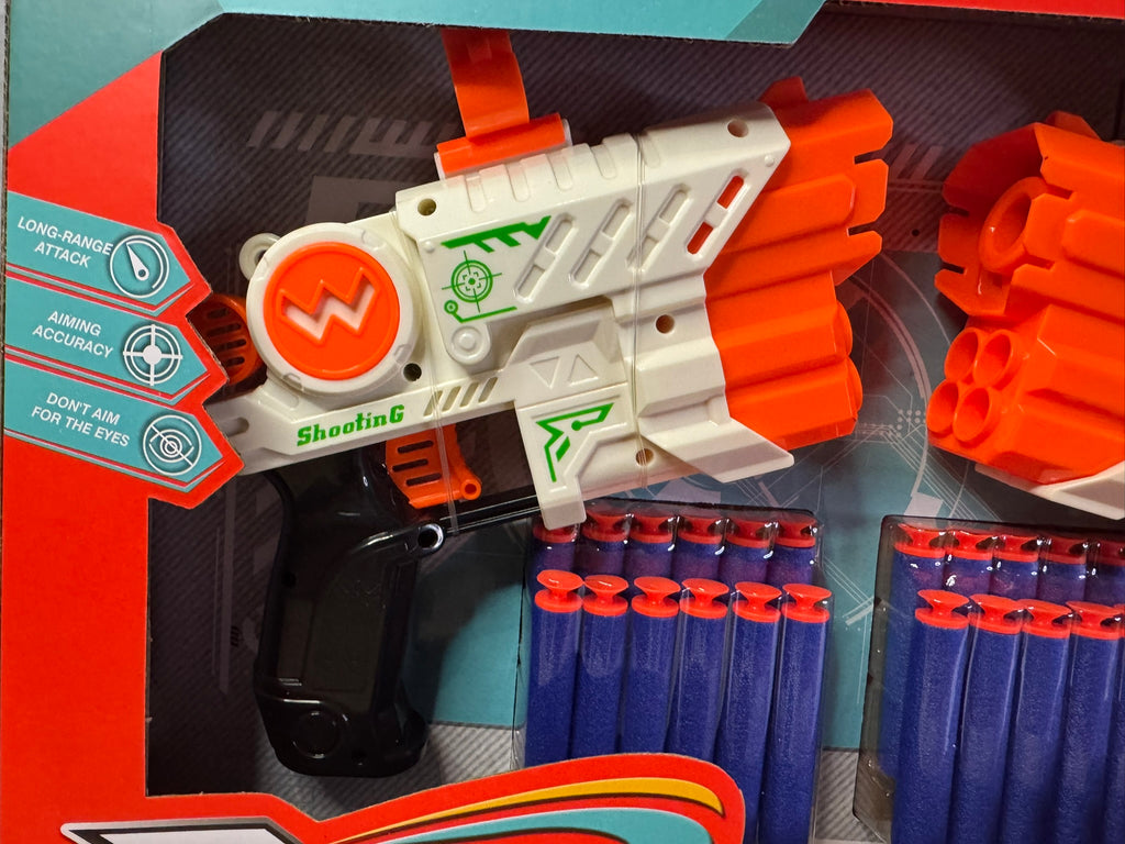 Spielzeugpistolen 2 Stk mit Soft Nachfüll Darts Pfeile Weiẞ Spielzeug #064
